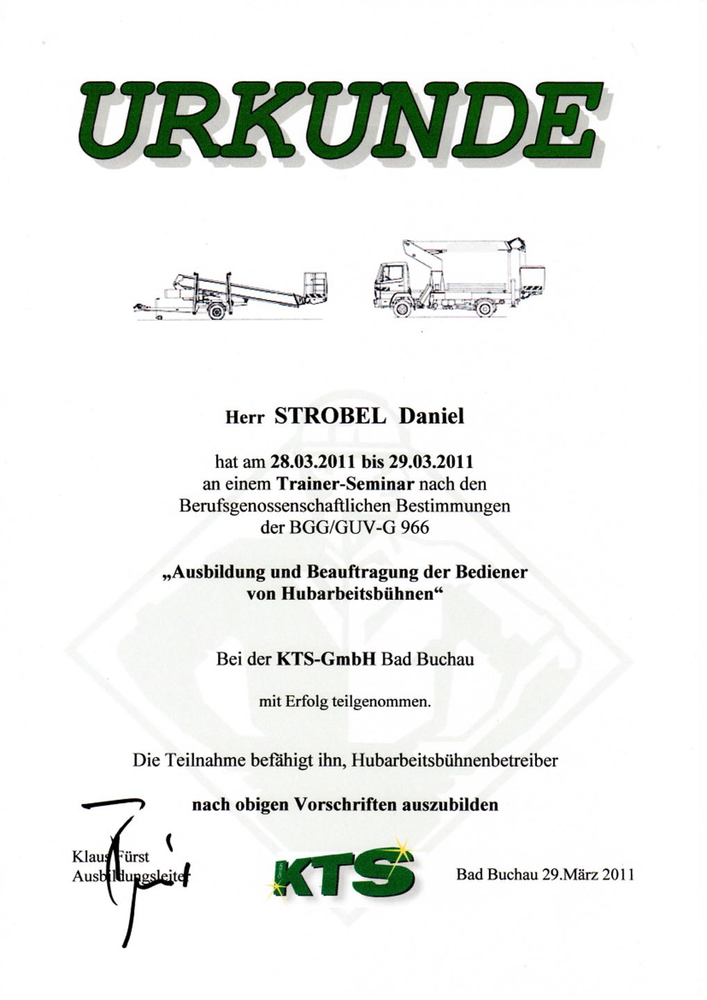 Ausbilder Hubarbeitsbühnen