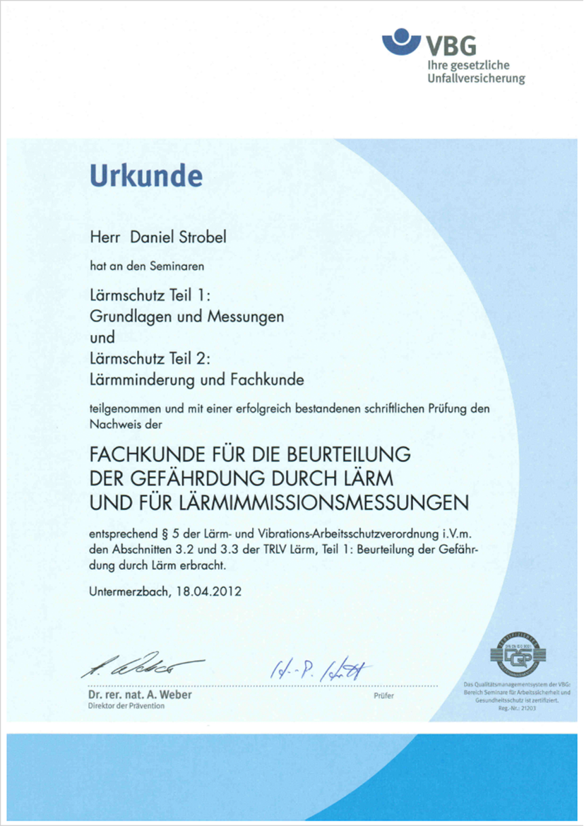 Sachkundiger für Lärm