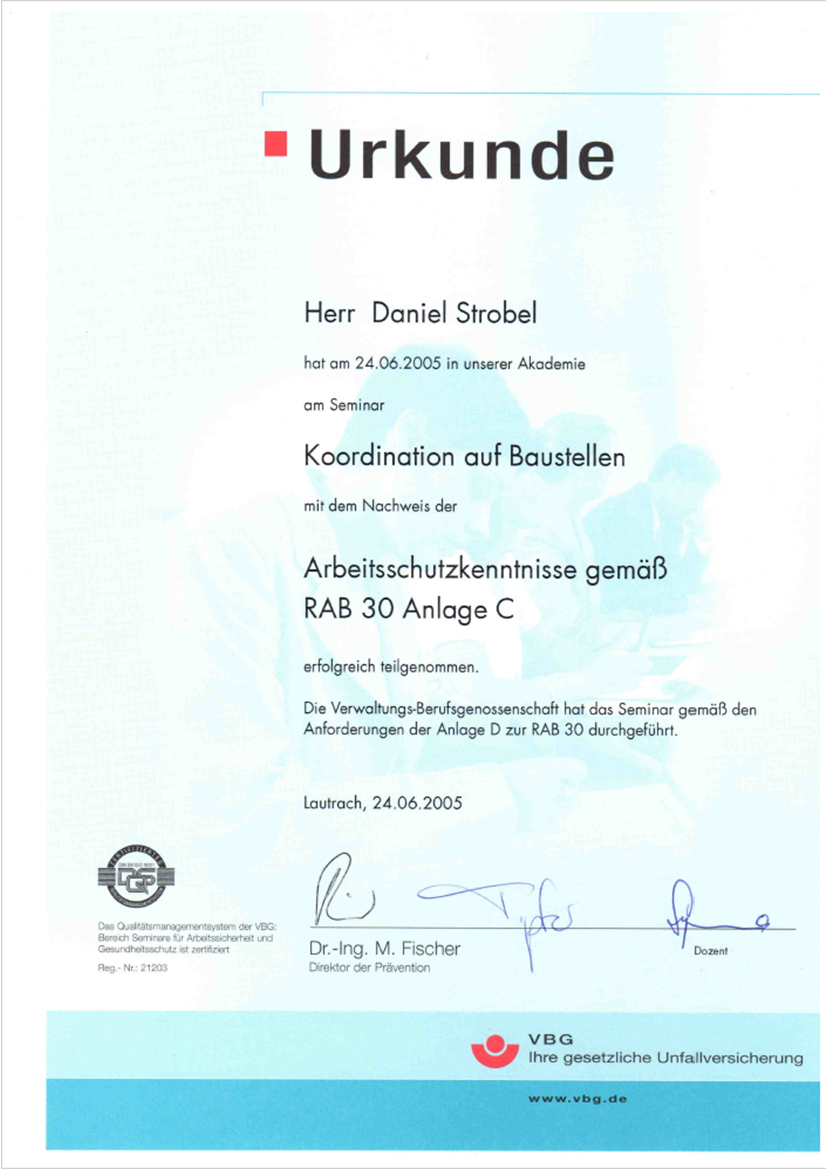 Koordinator nach BaustellV auf Baustellen