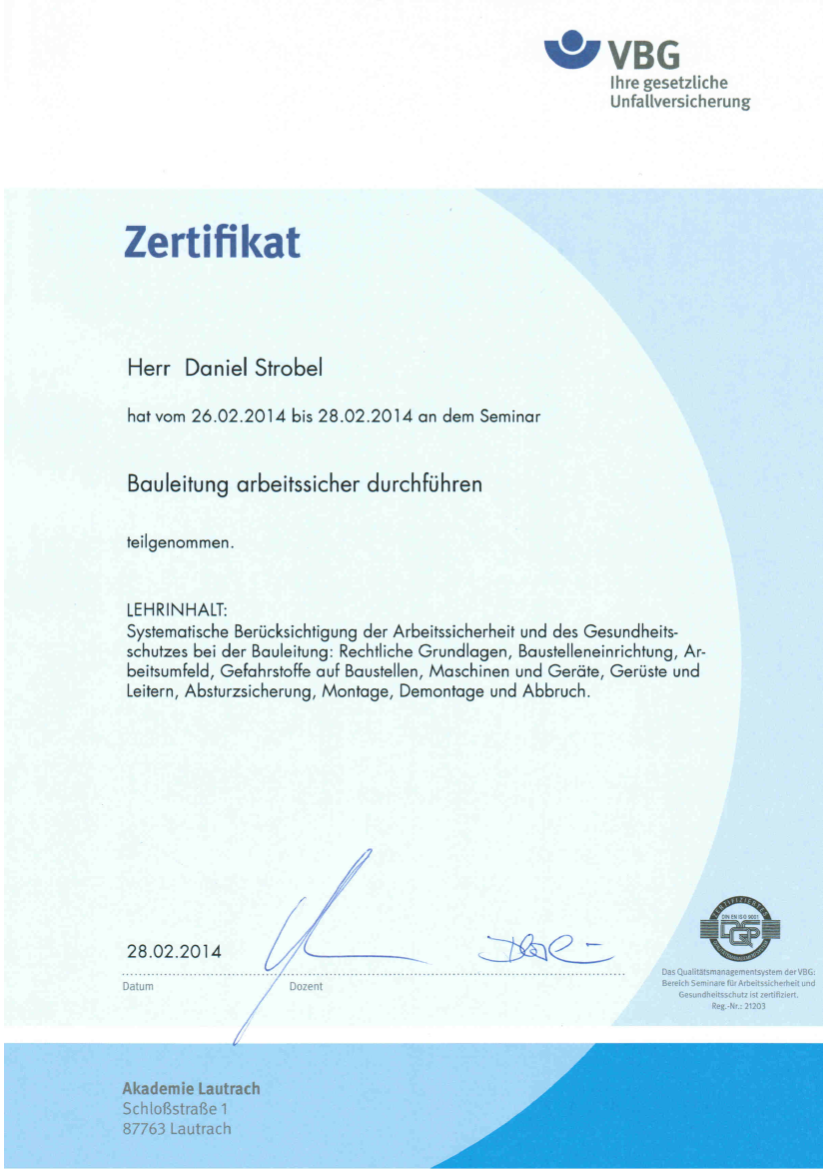 Bauleitung arbeitssicher durchführen